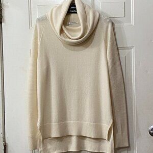 Athleta 100% Cashmere Women's Sz M Sweater Cowlneck Ivory Long Sleeve
